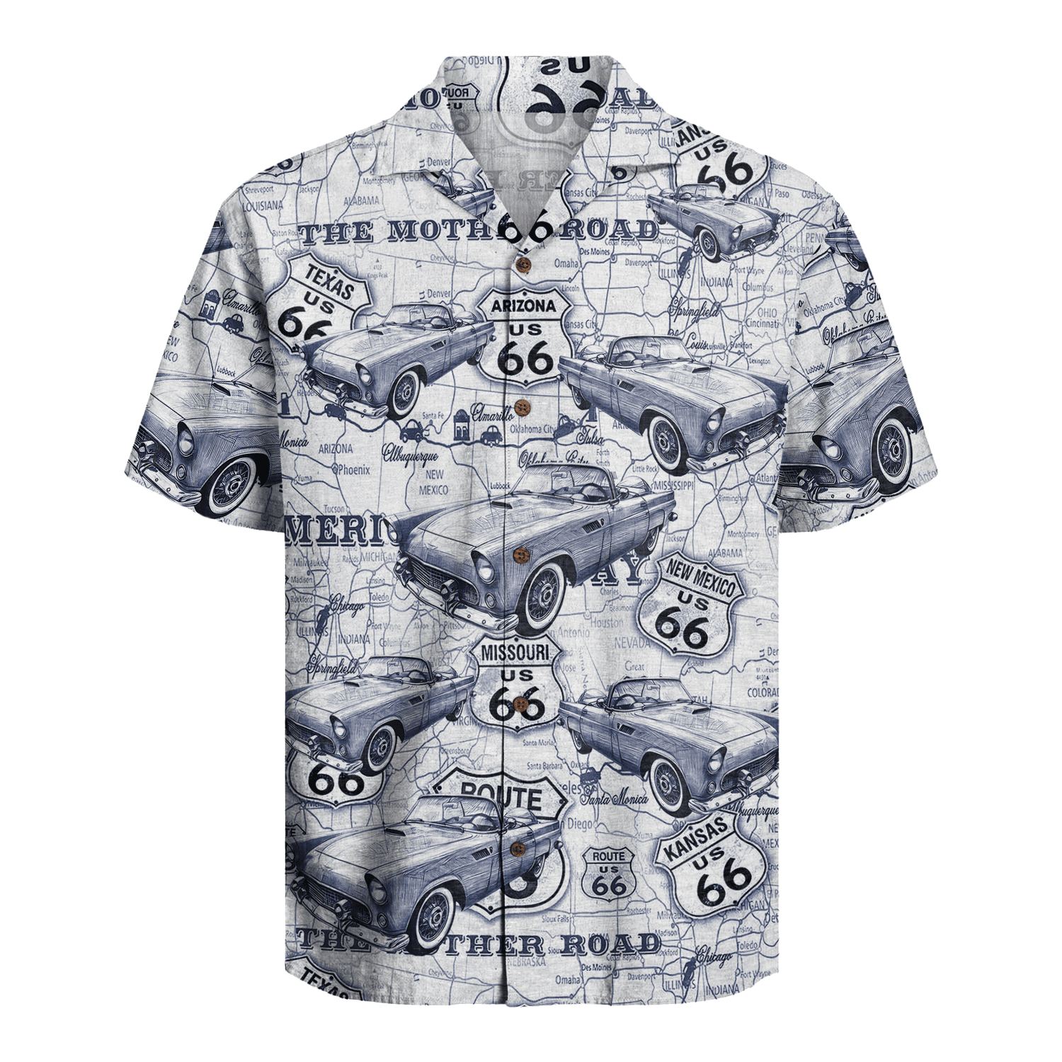 Personalized Hawaiian Shirt – Car Blue Toile De Jouy