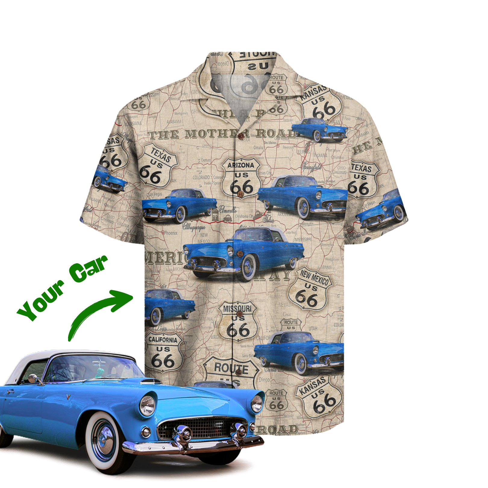 Personalized Hawaiian Shirt With Cars – Route66