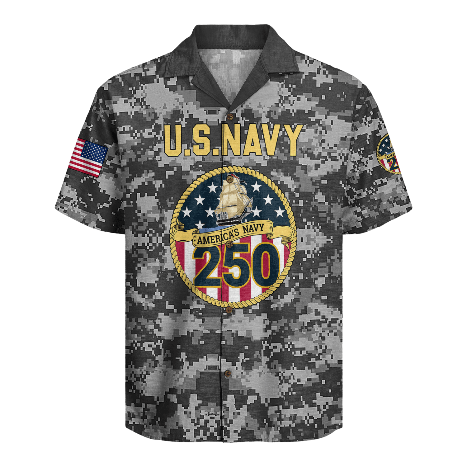 US Navy 250th Years Of Service Hawaiian Shirt