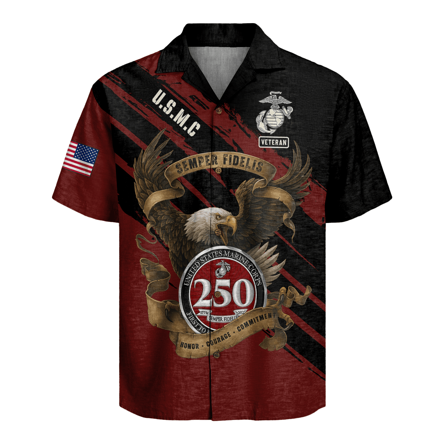 US MARINE 250th Years Of Service Hawaiian Shirt