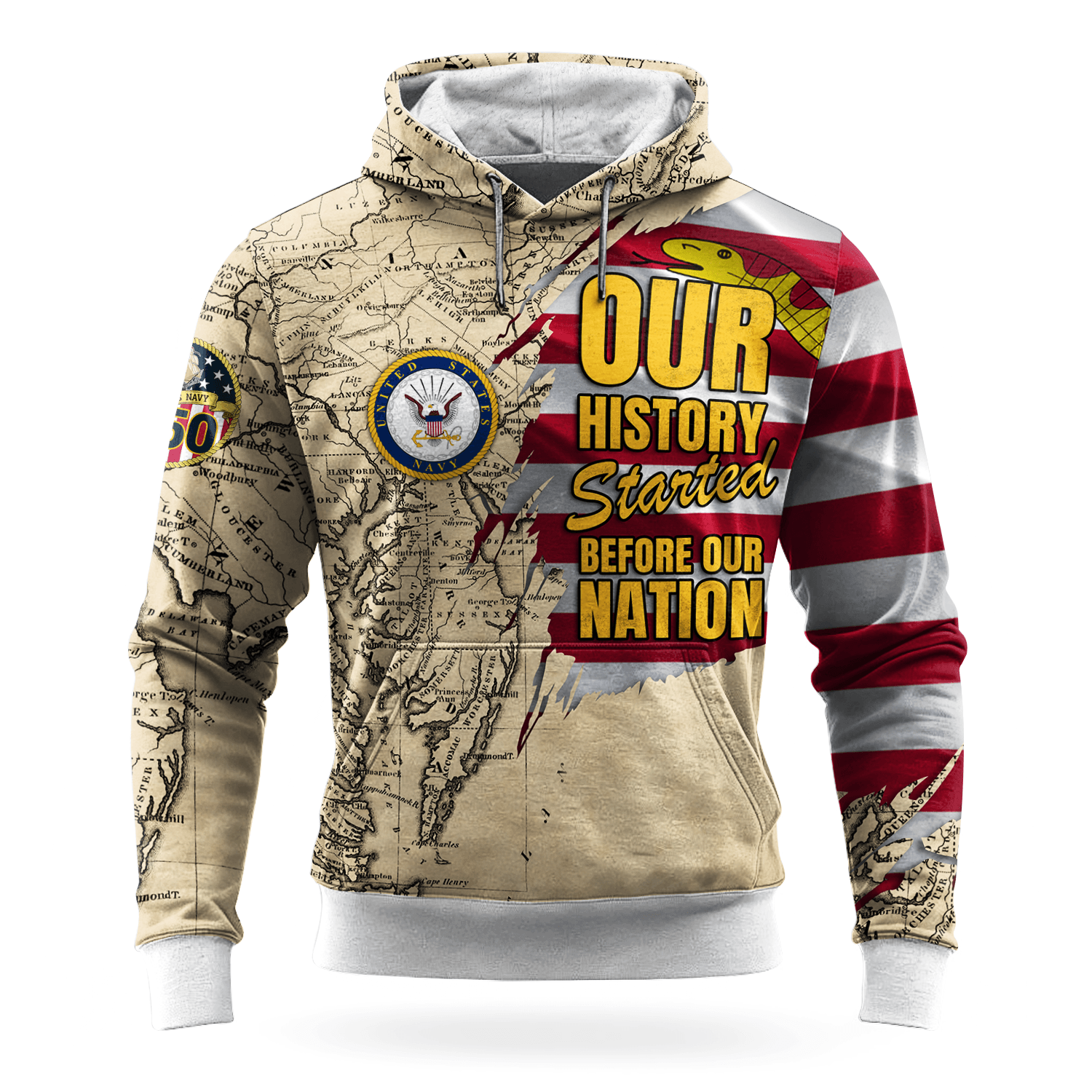 US NAVY 250th Years Of Service All-over Hoodie
