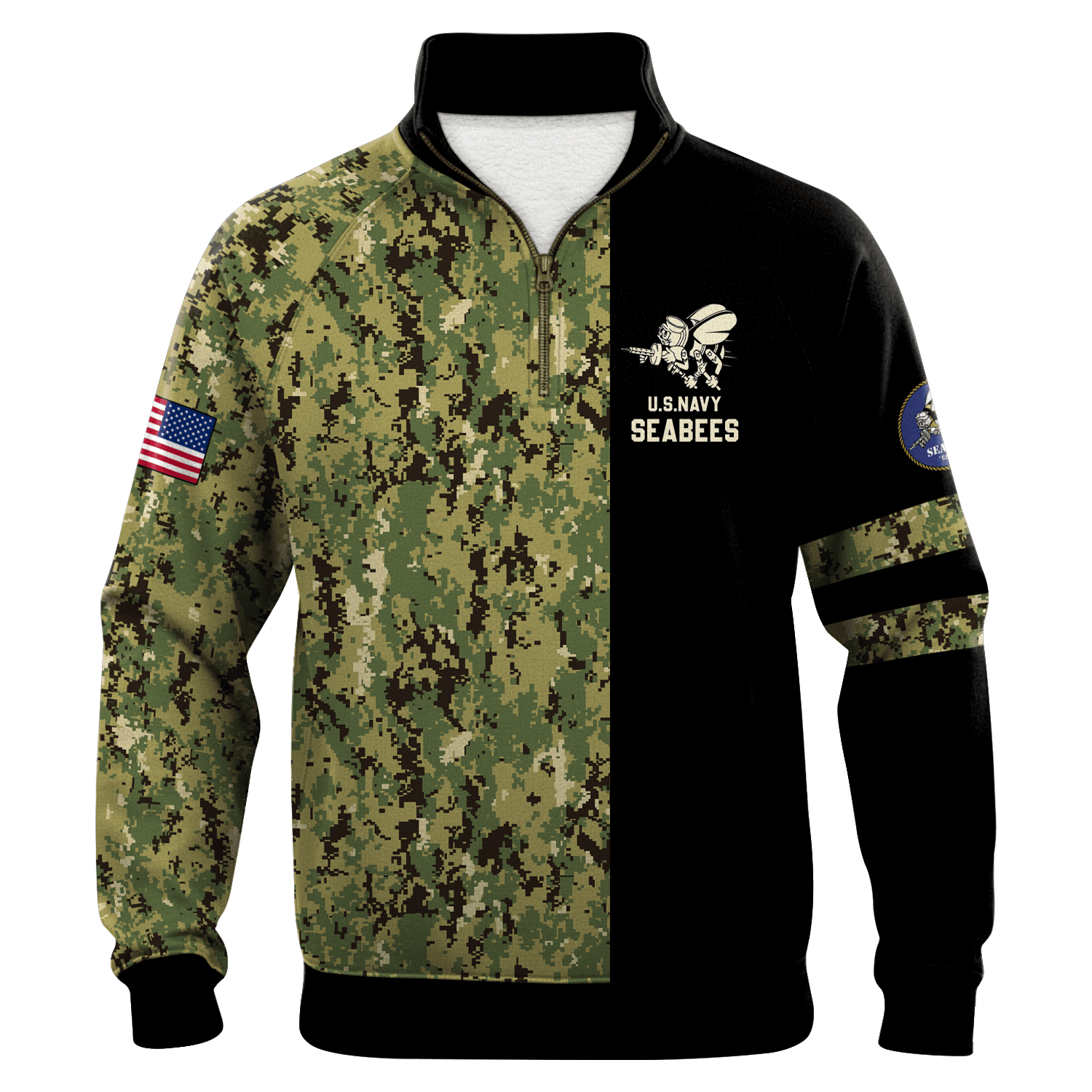 US Navy SeaBees Quarter Zip Sweatshirt