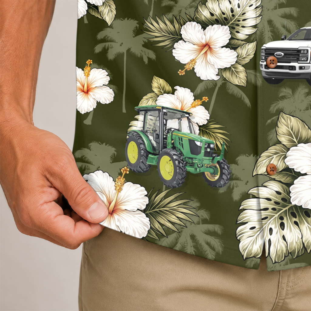 Farmer Summer Shirt for Men - Country Farm Hawaiian Button-Up
