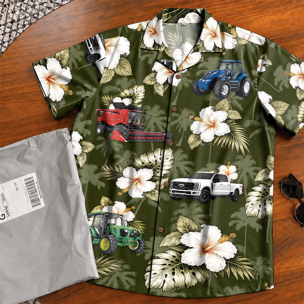Farmer Summer Shirt for Men - Country Farm Hawaiian Button-Up