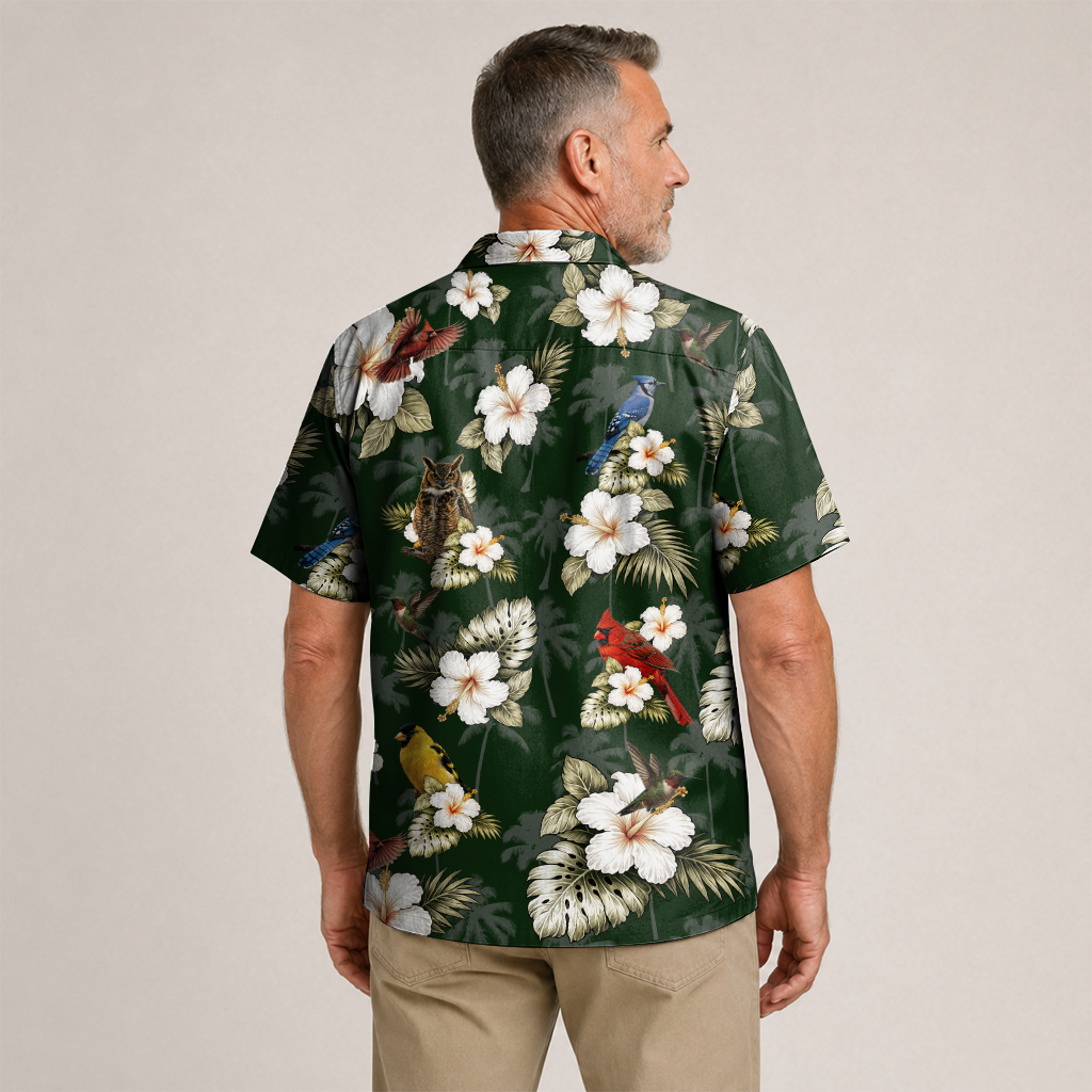 Bird Watching Summer Shirt for Men - Hawaiian Bird Button-Up