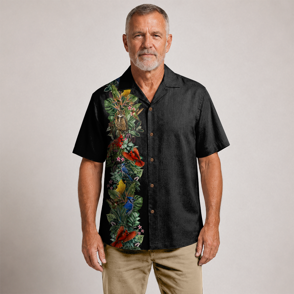 Bird Watching Summer Shirt for Men - Hawaiian Bird Button-Up