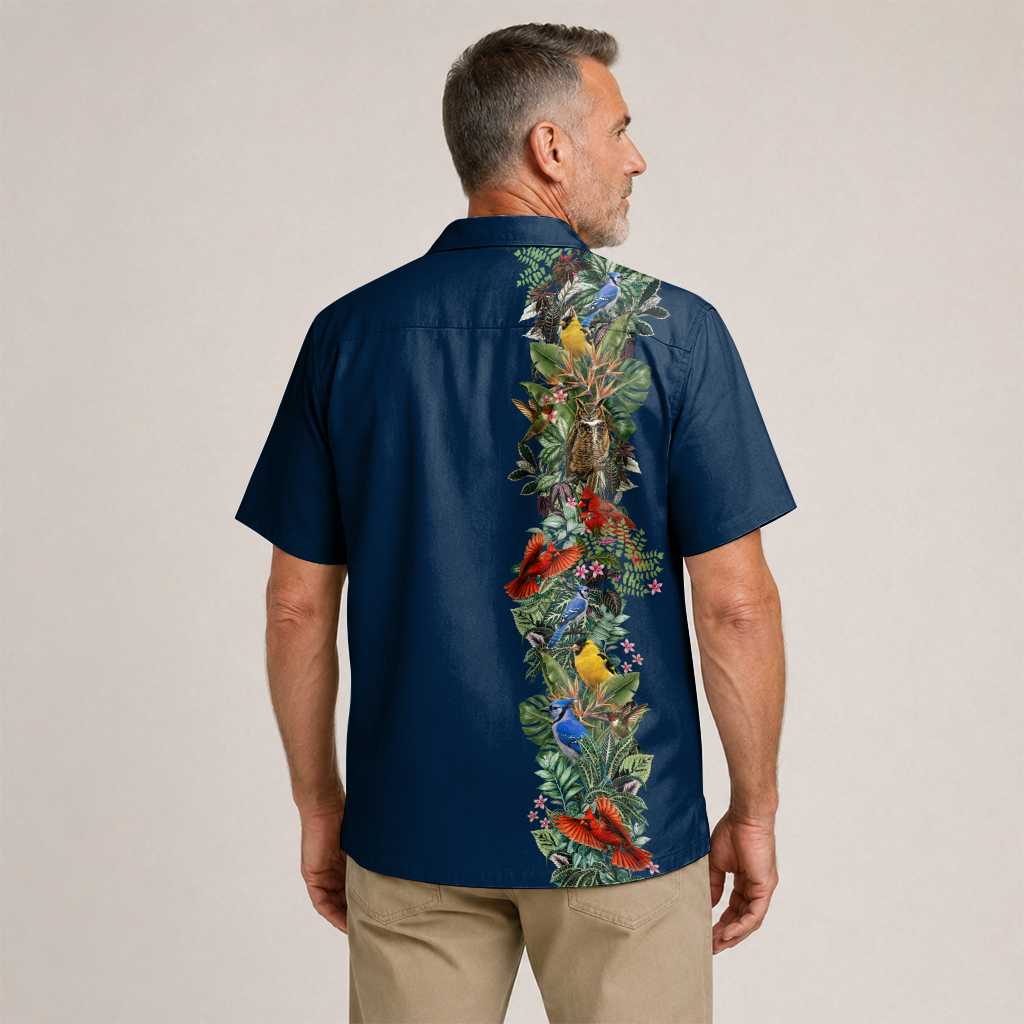 Bird Watching Summer Shirt for Men - Hawaiian Bird Button-Up