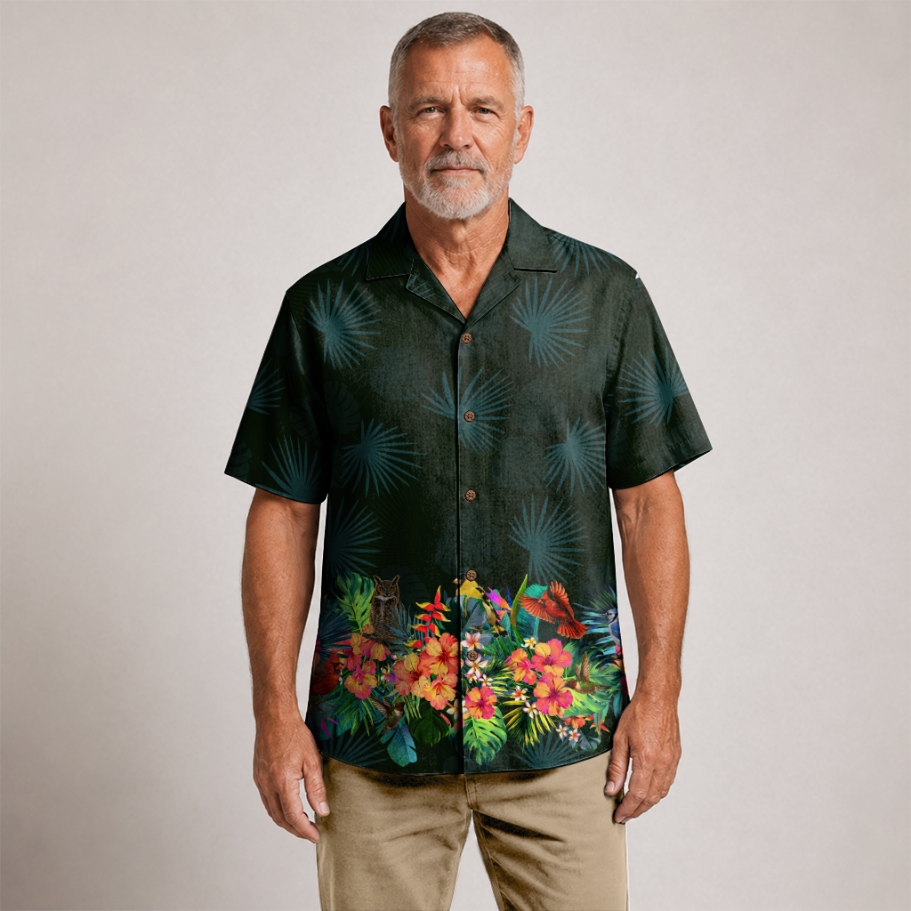 Bird Watching Summer Shirt for Men - Hawaiian Bird Button-Up