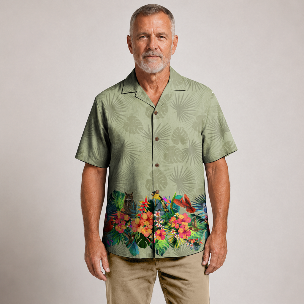 Bird Watching Summer Shirt for Men - Hawaiian Bird Button-Up