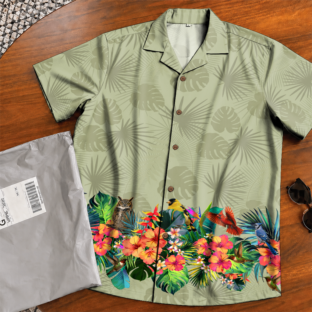 Bird Watching Summer Shirt for Men - Hawaiian Bird Button-Up