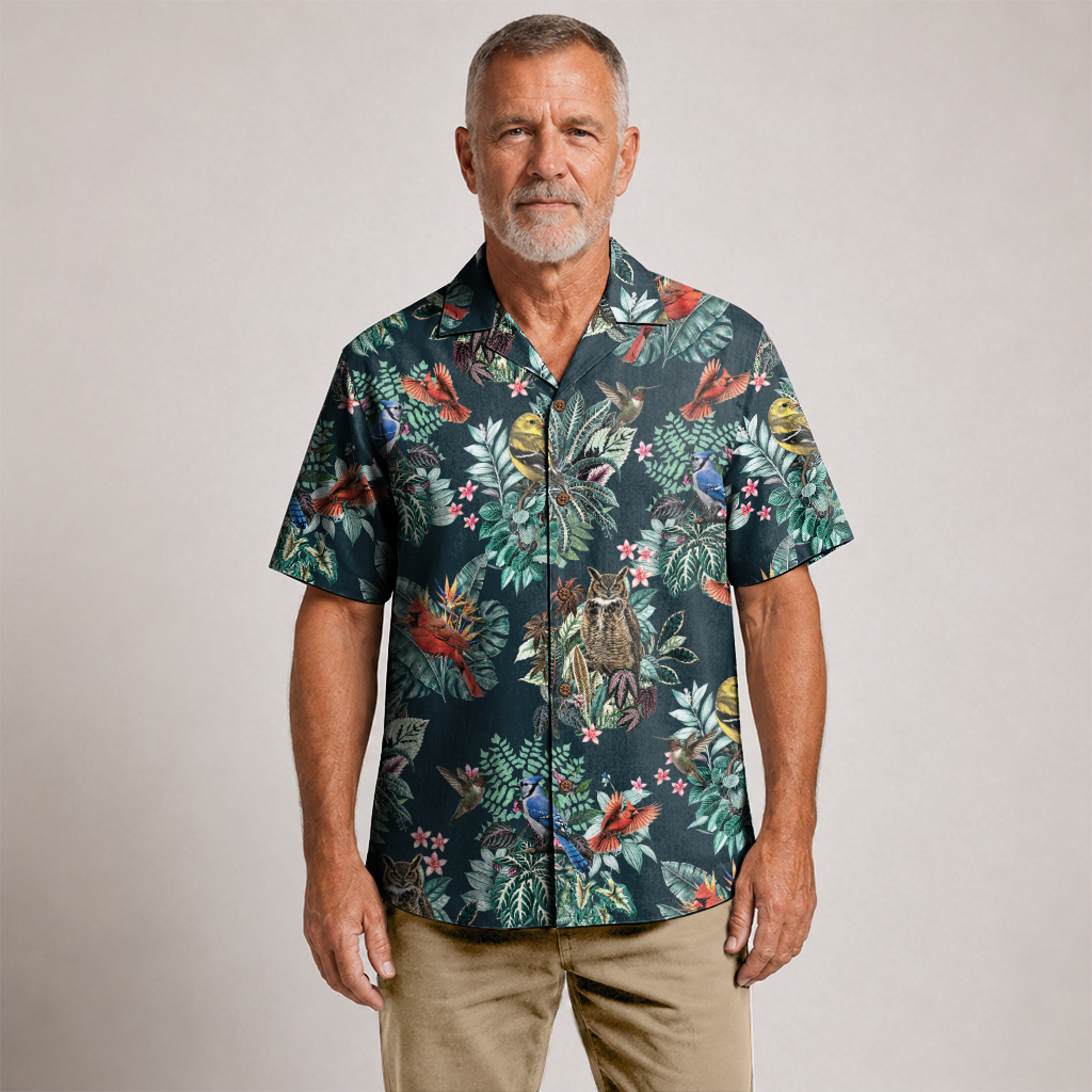 Birdwatcher Hawaiian Shirt for Men - All-Over Bird Print