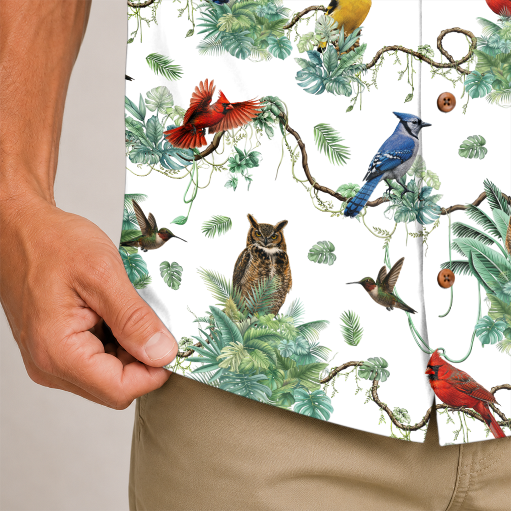 Birdwatcher Hawaiian Shirt for Men - All-Over Bird Print