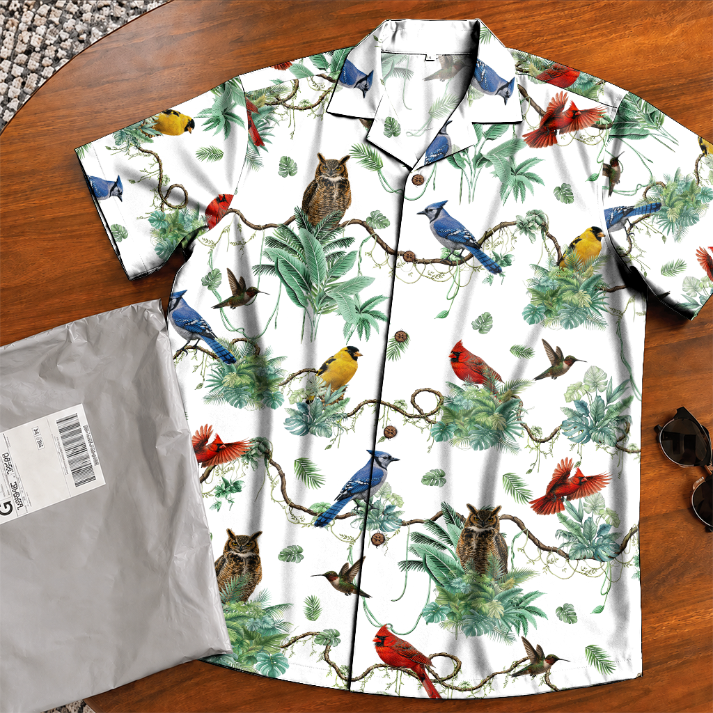 Birdwatcher Hawaiian Shirt for Men - All-Over Bird Print
