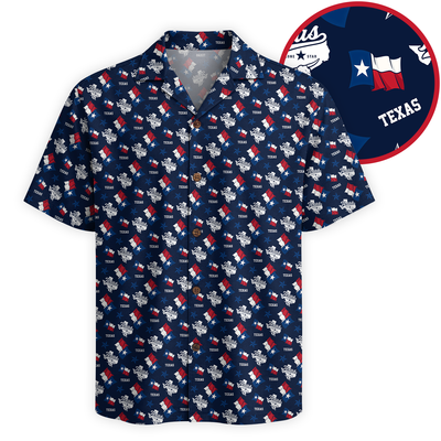 Men's Western Hawaiian Shirt - Texas Print Button-Up