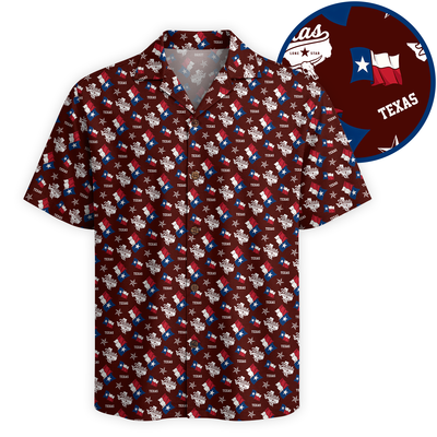 Texas Shirt for Men - Hawaiian Print Short Sleeve Button-Up