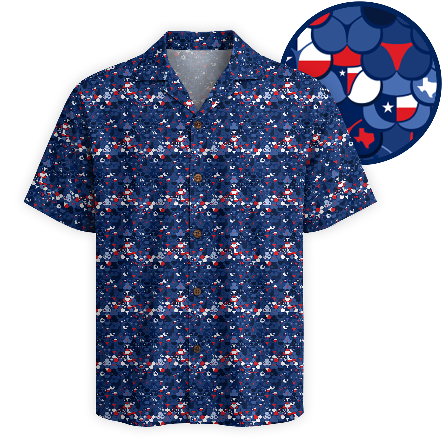 Patriotic Peaches of Texas Hawaiian Shirt - Navy Edition