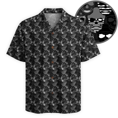 American Pride Freedom Skull Hawaiian Shirt - Black Edition