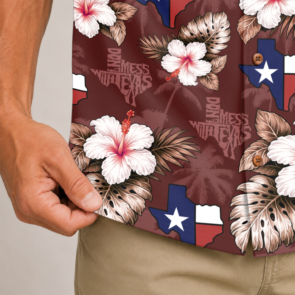 Men's Western Hawaiian Shirt - Texas Print Button-Up