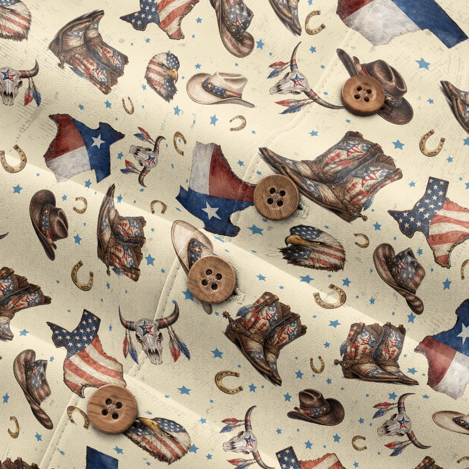 Texas Shirt for Men - Hawaiian Print Short Sleeve Button-Up