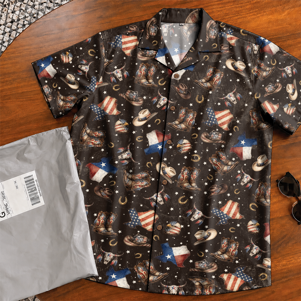 Texas Hawaiian Shirt for Men - Western Print Button-Up