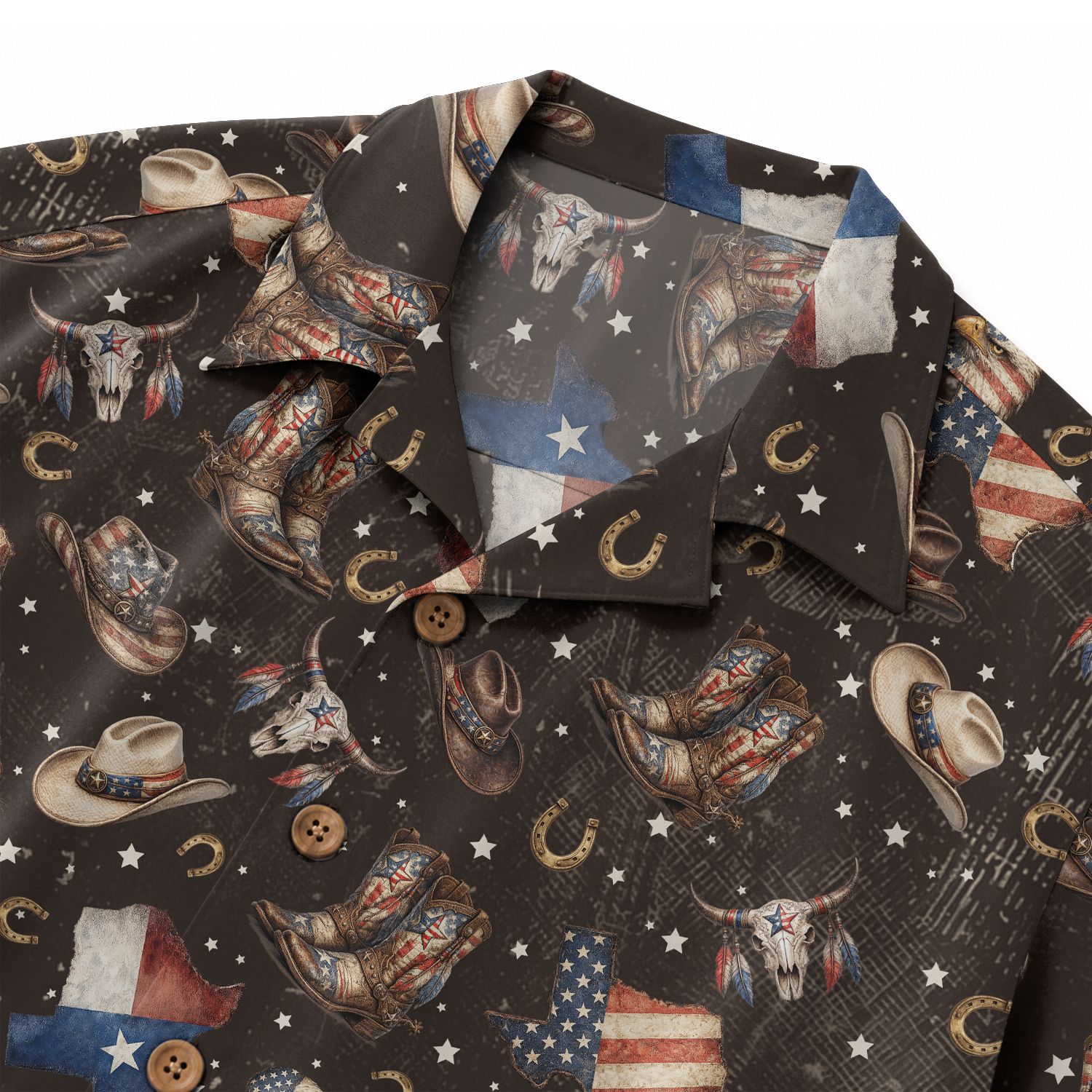 Texas Hawaiian Shirt for Men - Western Print Button-Up