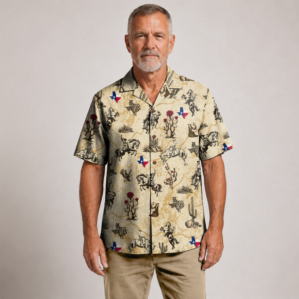 Men's Texas Hawaiian Shirt - Western Button-Up
