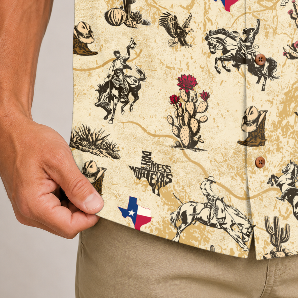 Men's Texas Hawaiian Shirt - Western Button-Up