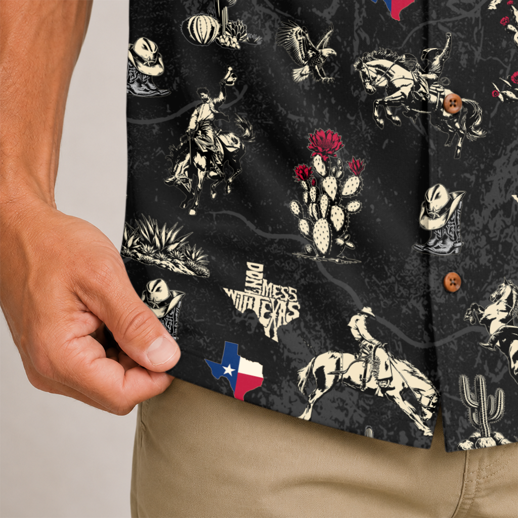 Men's Texas Button-Up Hawaiian Shirt - Western Print