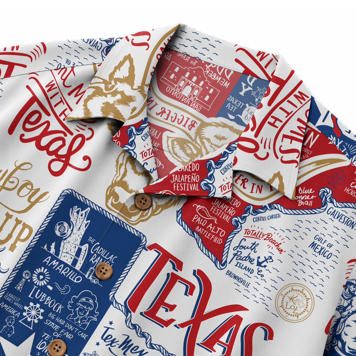 Men's Western Hawaiian Shirt - Texas Print Button-Up