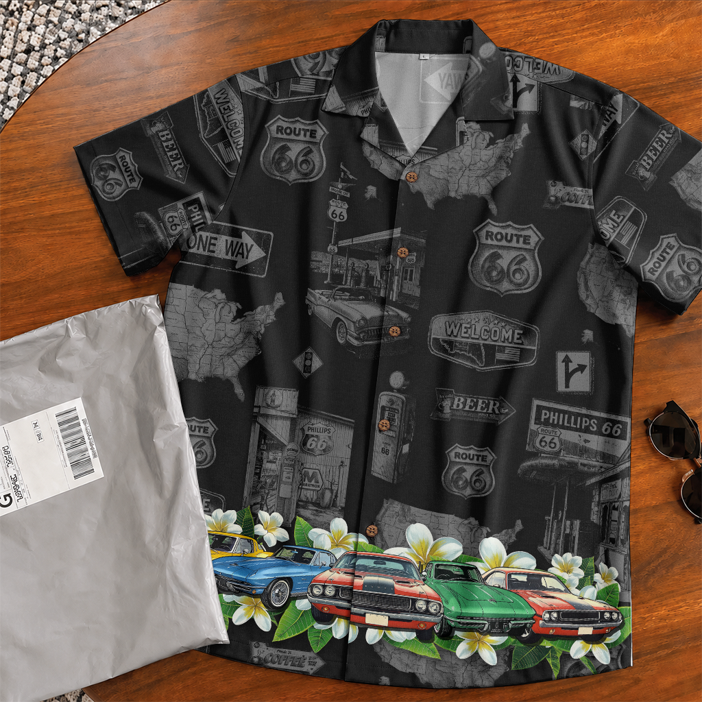 Classic Car Shirt for Men - Vintage Car Hawaiian Short Sleeve Button Down