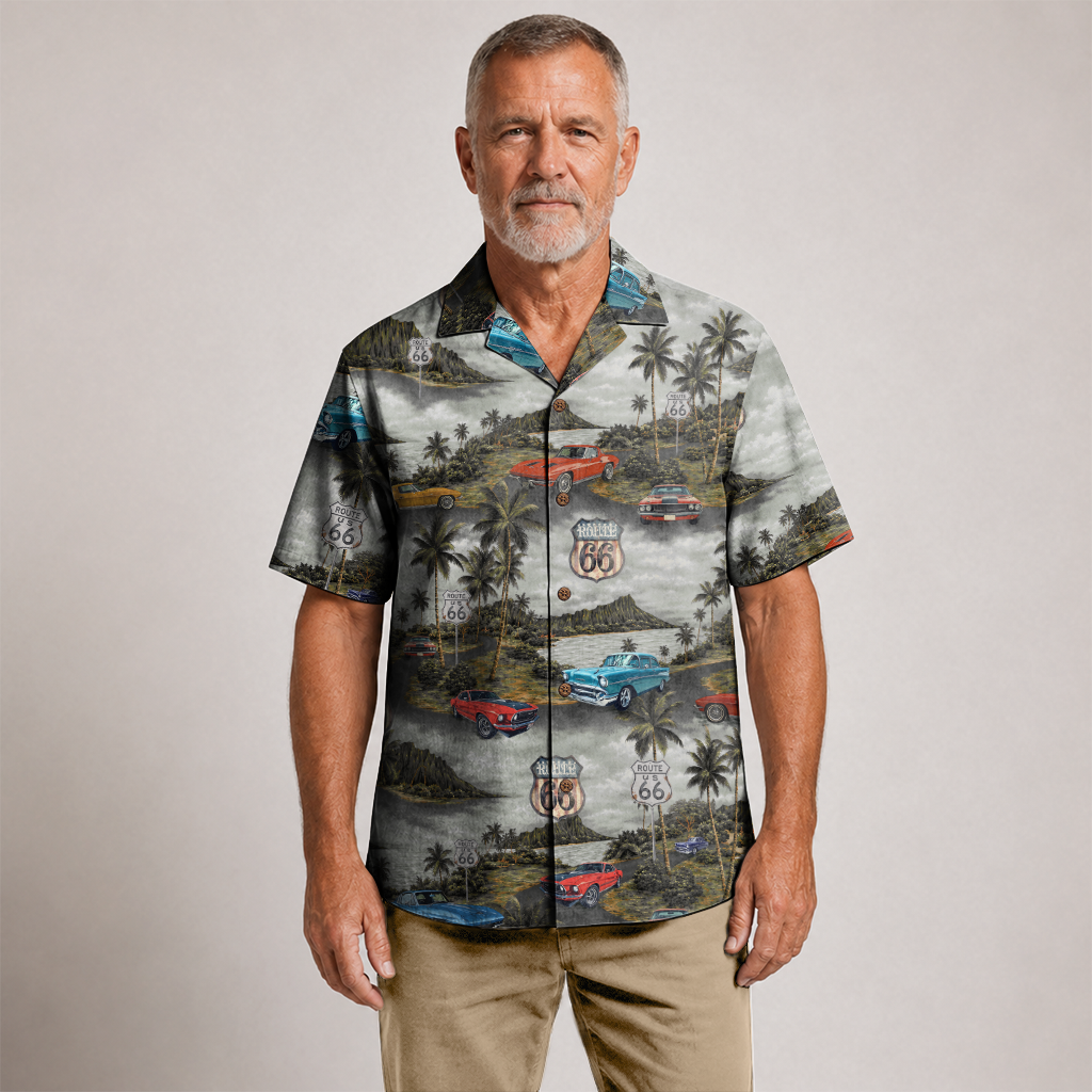 Classic Car Shirt for Men - Vintage Car Hawaiian Short Sleeve Button Down