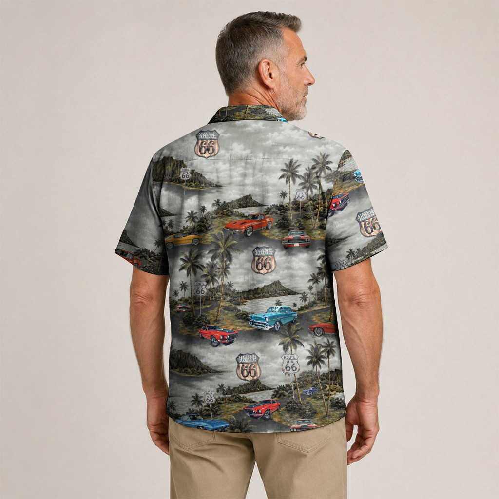 Classic Car Shirt for Men - Vintage Car Hawaiian Short Sleeve Button Down