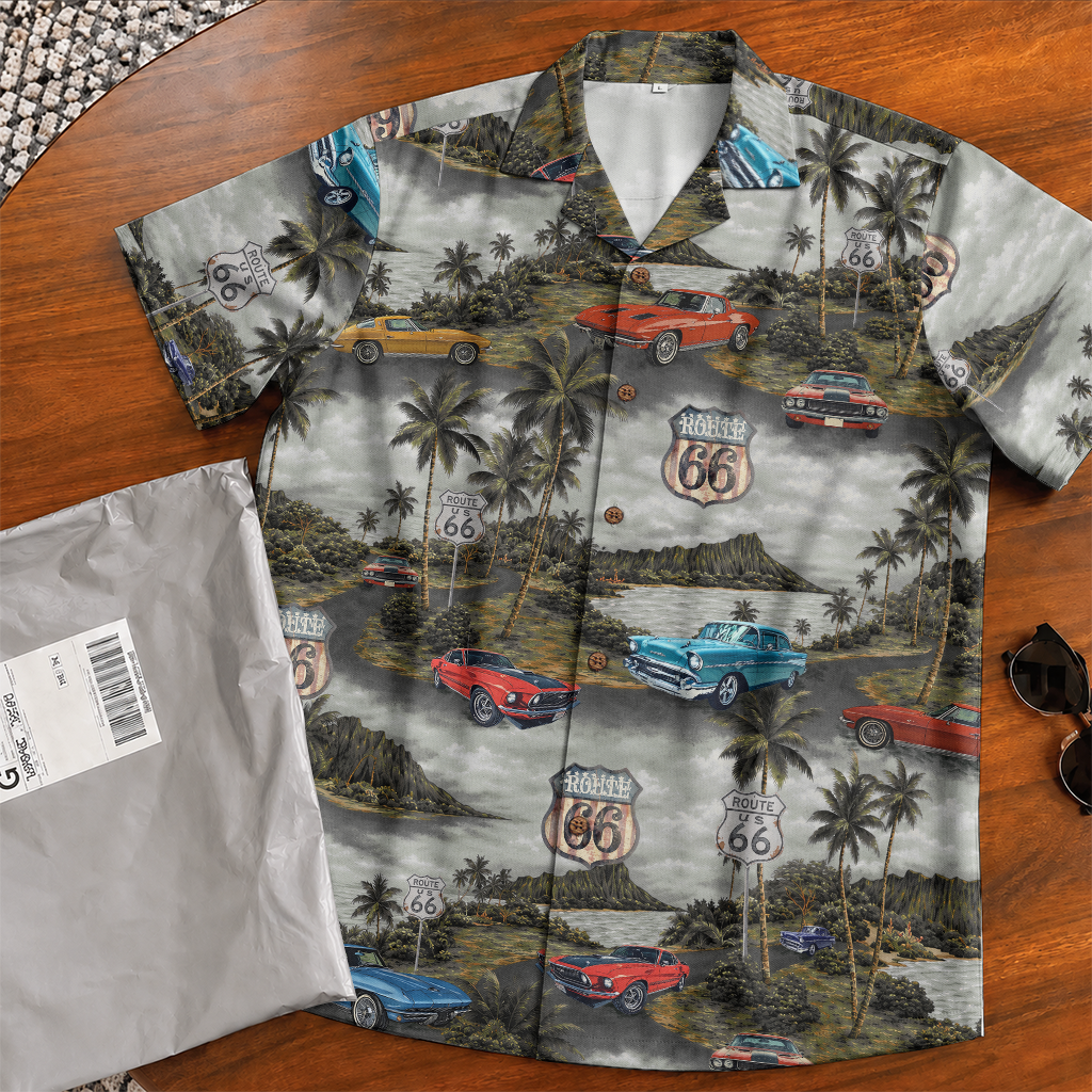 Classic Car Shirt for Men - Vintage Car Hawaiian Short Sleeve Button Down