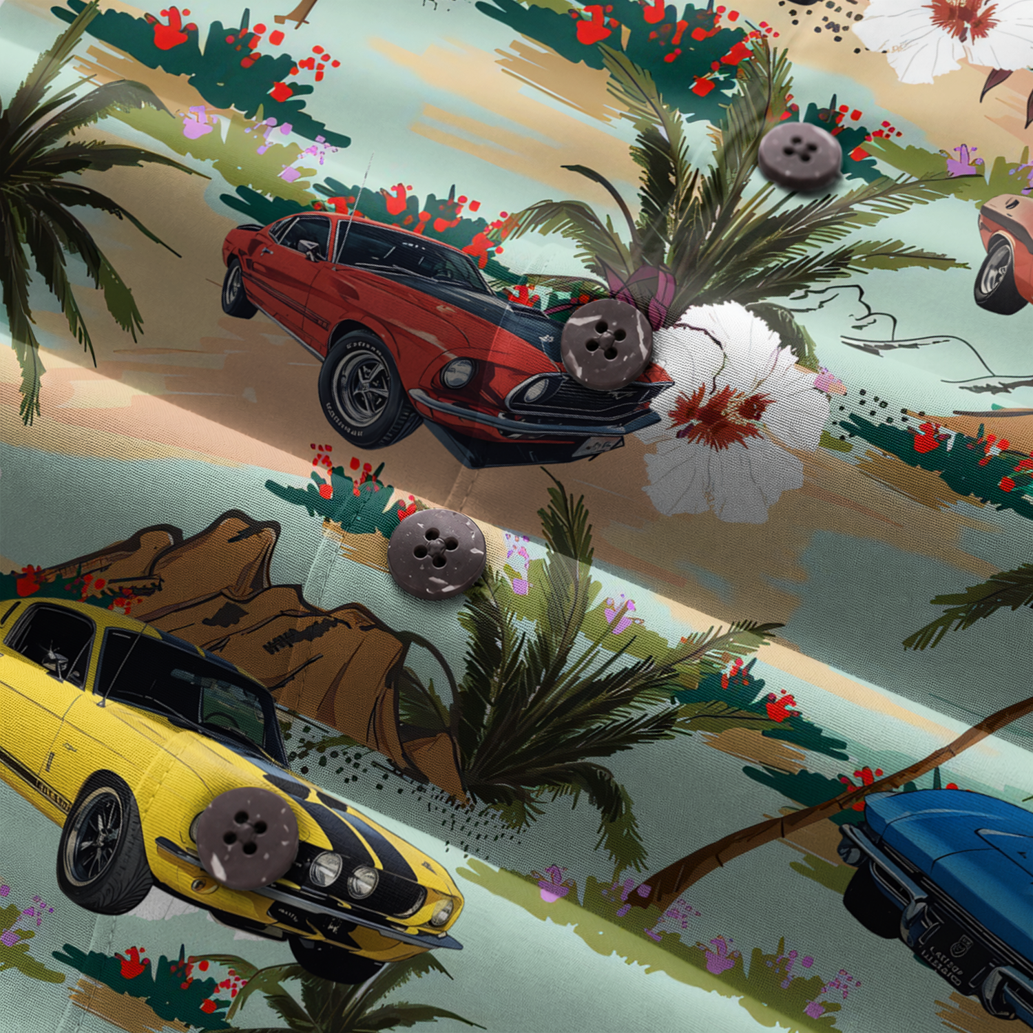 Classic Car Shirt for Men - Vintage Car Hawaiian Short Sleeve Button Down