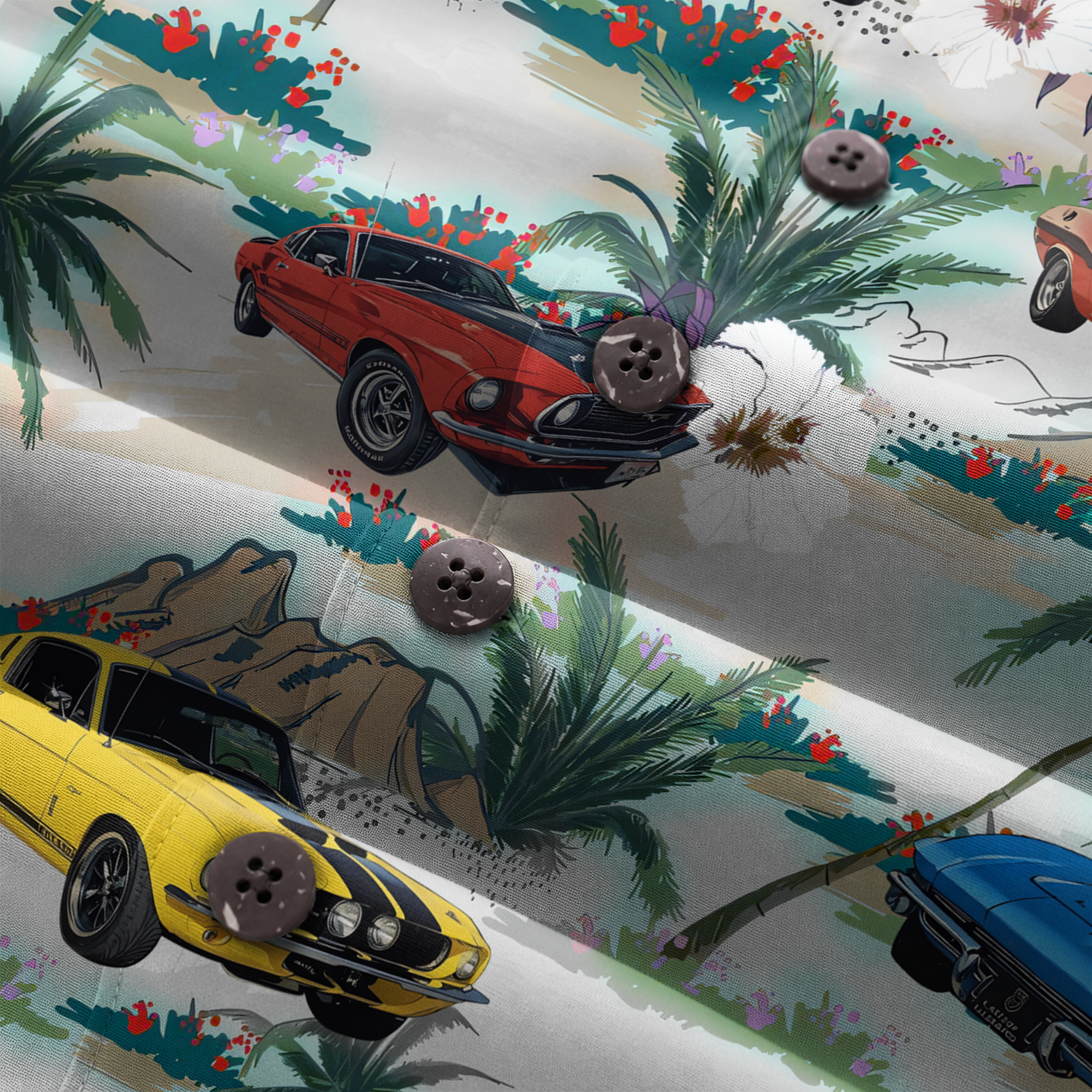 Classic Car Shirt for Men - Vintage Car Hawaiian Short Sleeve Button Down