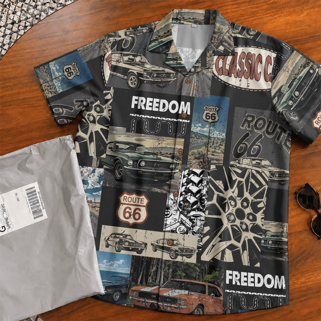 Classic Car Shirt for Men - Vintage Car Hawaiian Short Sleeve Button Down