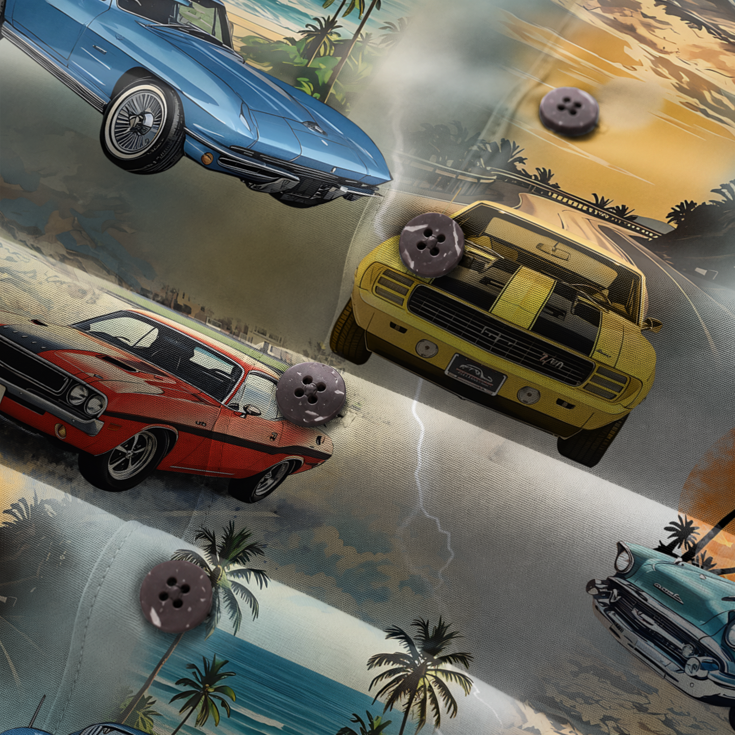 Classic Car Shirt for Men - Vintage Car Hawaiian Short Sleeve Button Down