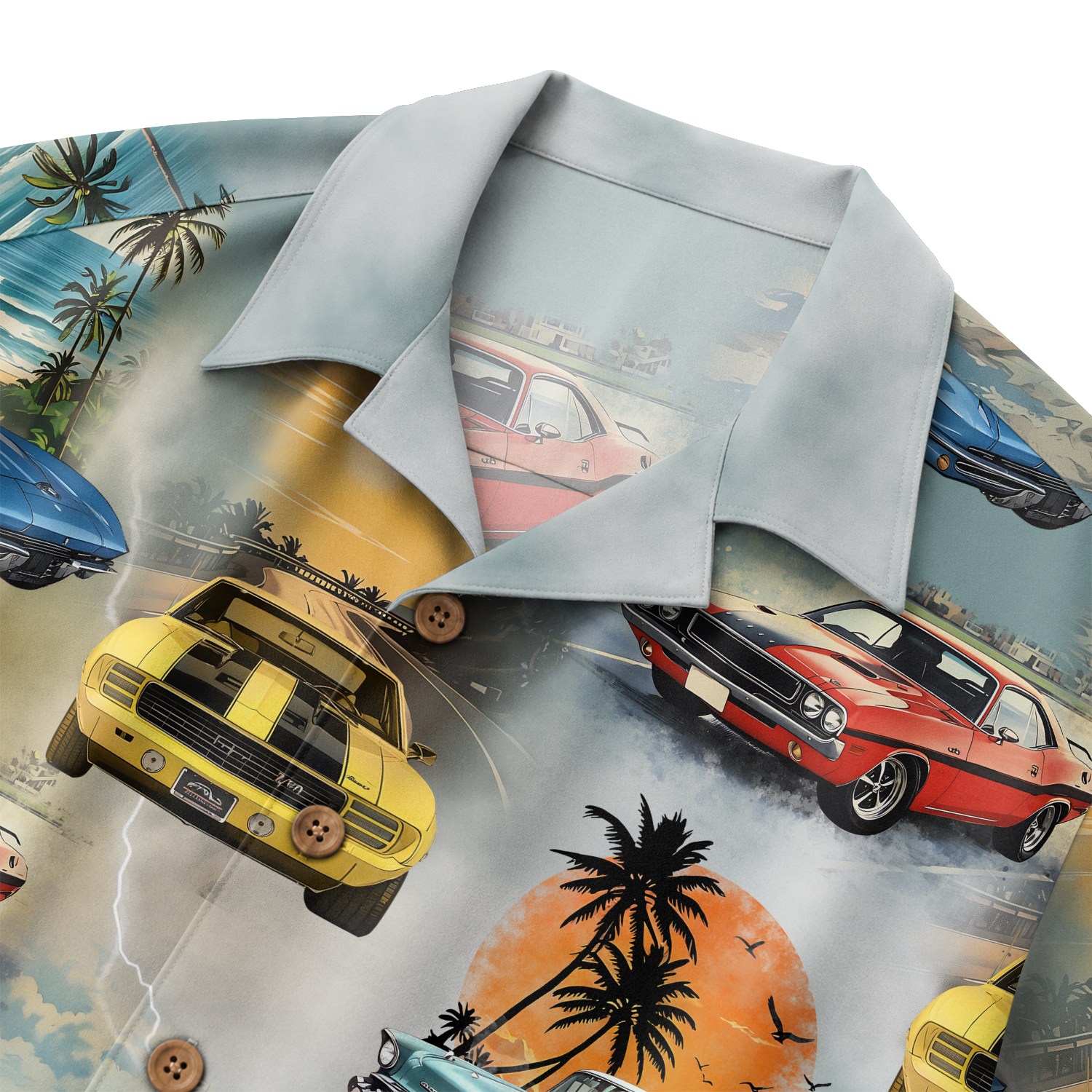 Classic Car Shirt for Men - Vintage Car Hawaiian Short Sleeve Button Down