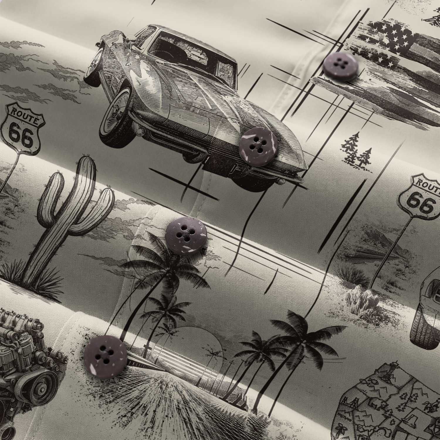 Classic Car Shirt for Men - Vintage Car Hawaiian Short Sleeve Button Down