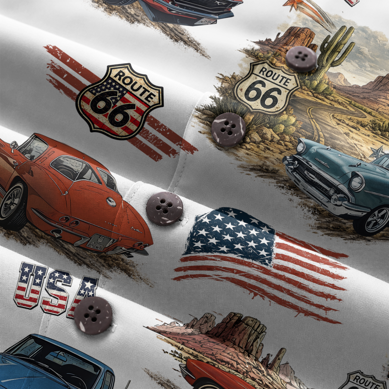 Classic Car Shirt for Men - Vintage Car Hawaiian Short Sleeve Button Down
