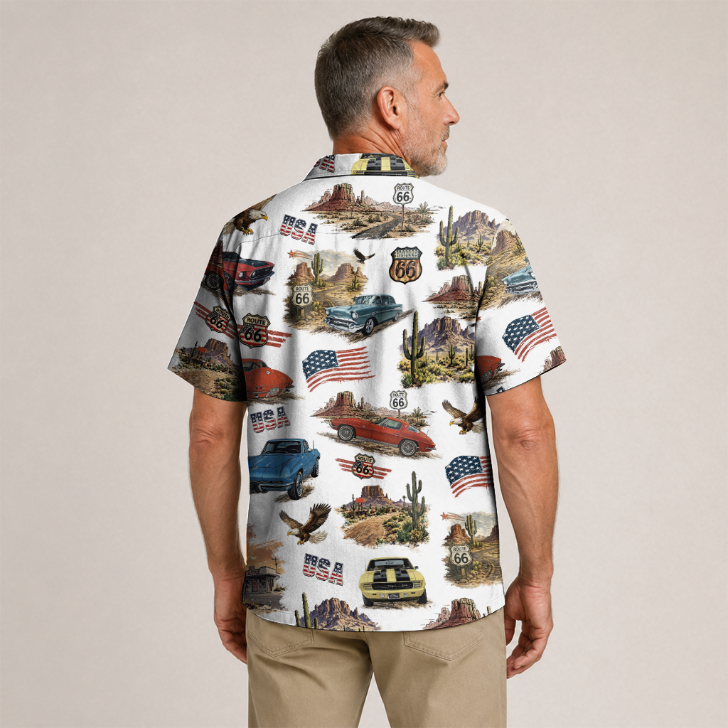Classic Car Shirt for Men - Vintage Car Hawaiian Short Sleeve Button Down