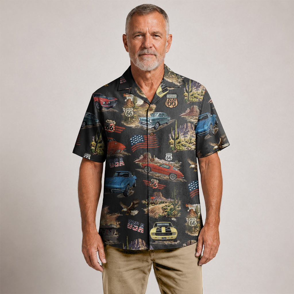 Classic Car Shirt for Men - Vintage Car Hawaiian Short Sleeve Button Down