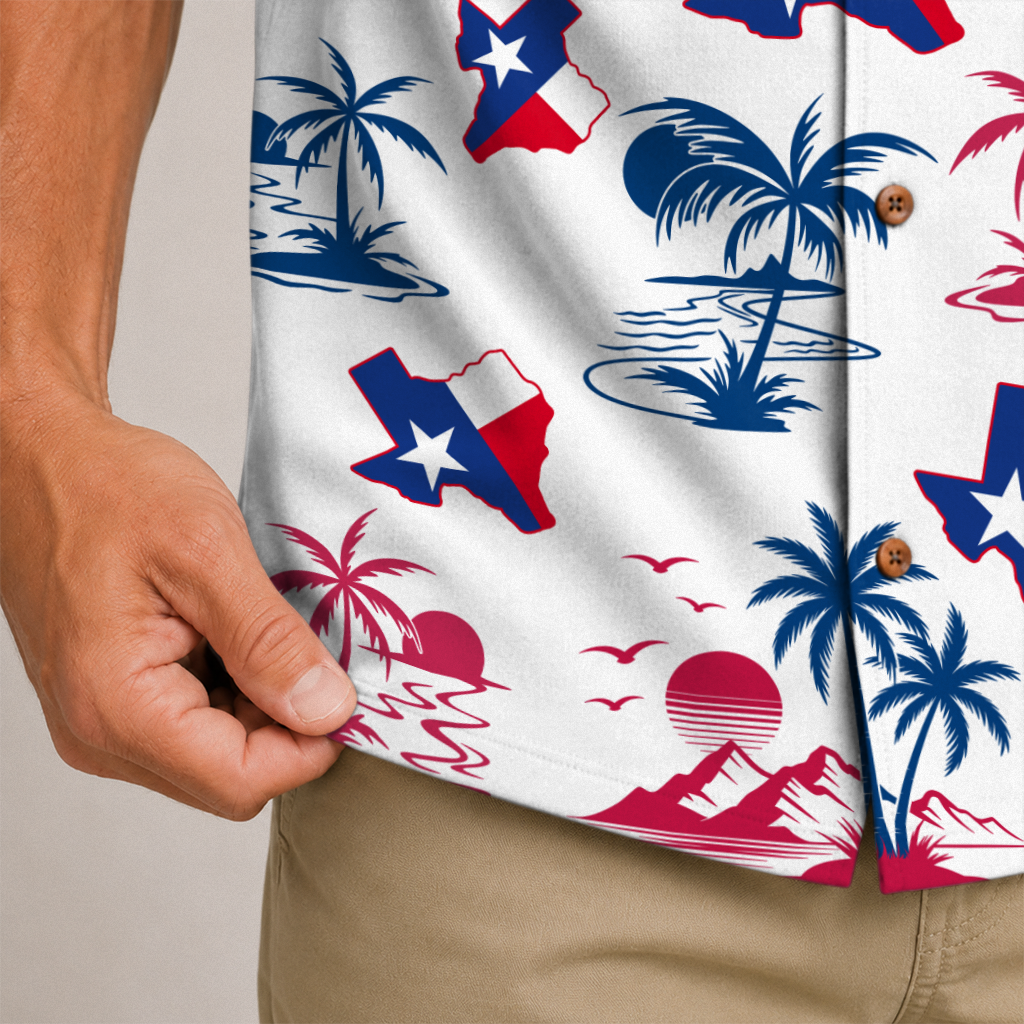 Men's Texas Button-Up Hawaiian Shirt - Western Print