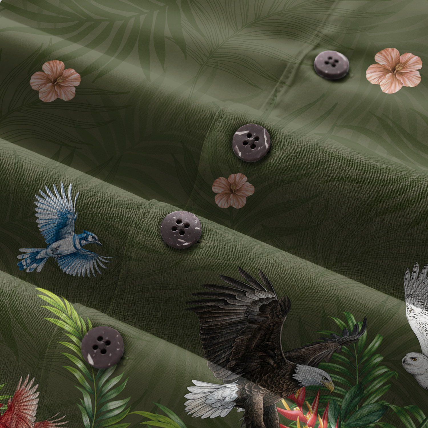 Men's Hawaiian Shirt - Bird Watching Nature Print
