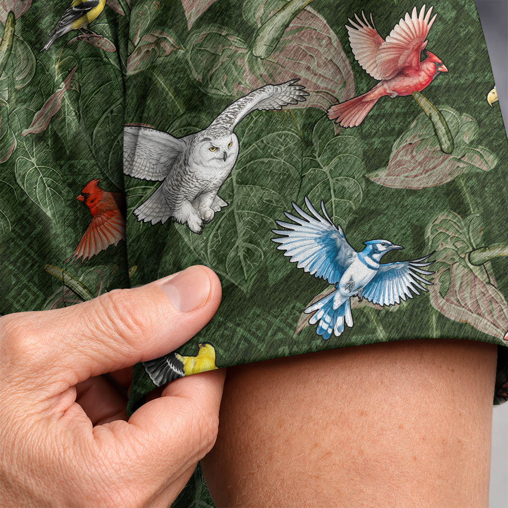 Men's Hawaiian Shirt - Bird Watching Nature Print