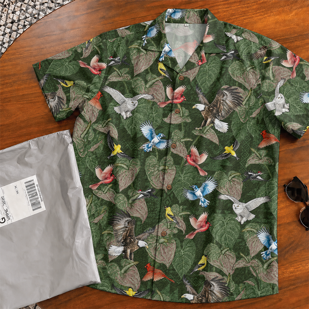 Men's Hawaiian Shirt - Bird Watching Nature Print