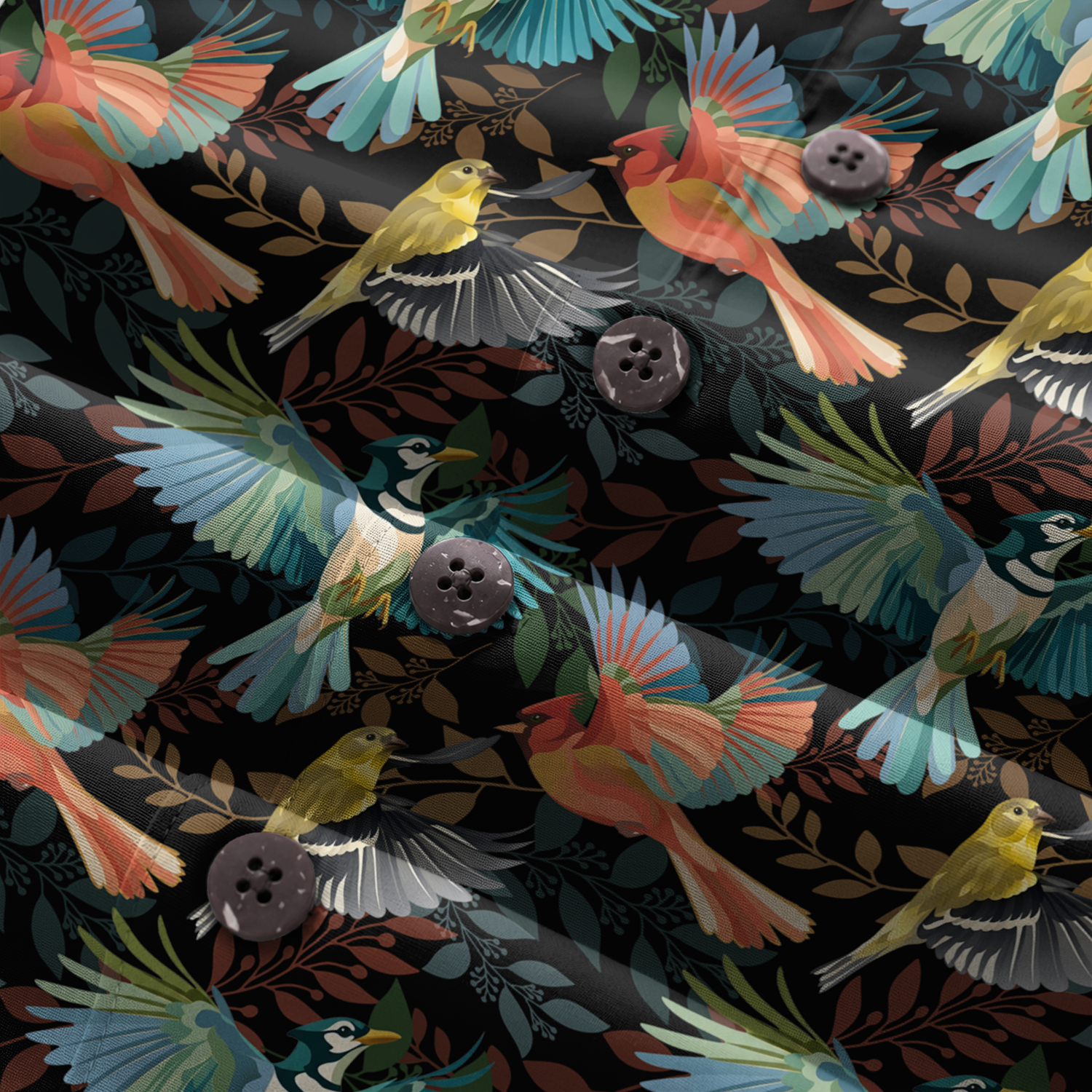 Birdwatching Shirt for Men - Bird Print Hawaiian Button-Up