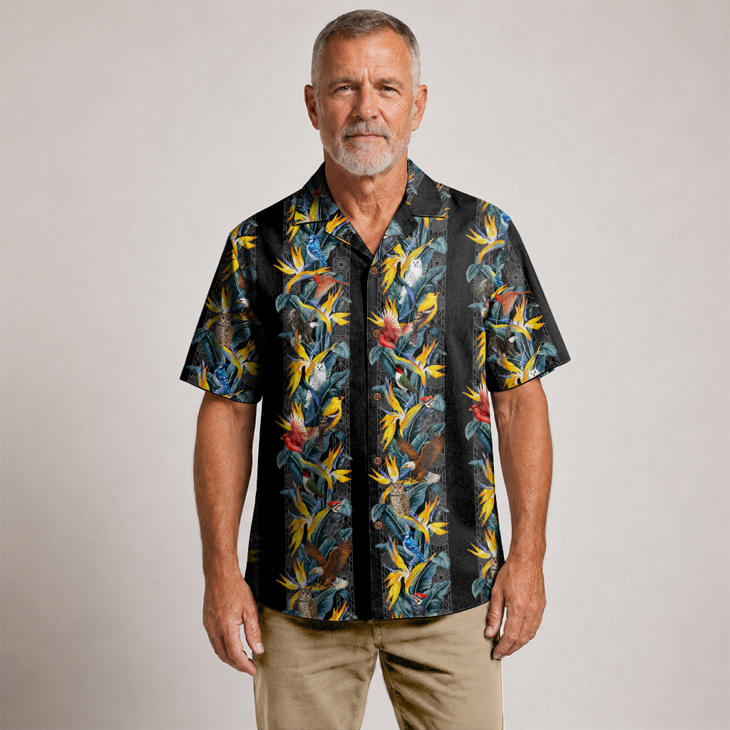 Birdwatching Hawaiian Shirt for Men - All-Over Nature Print