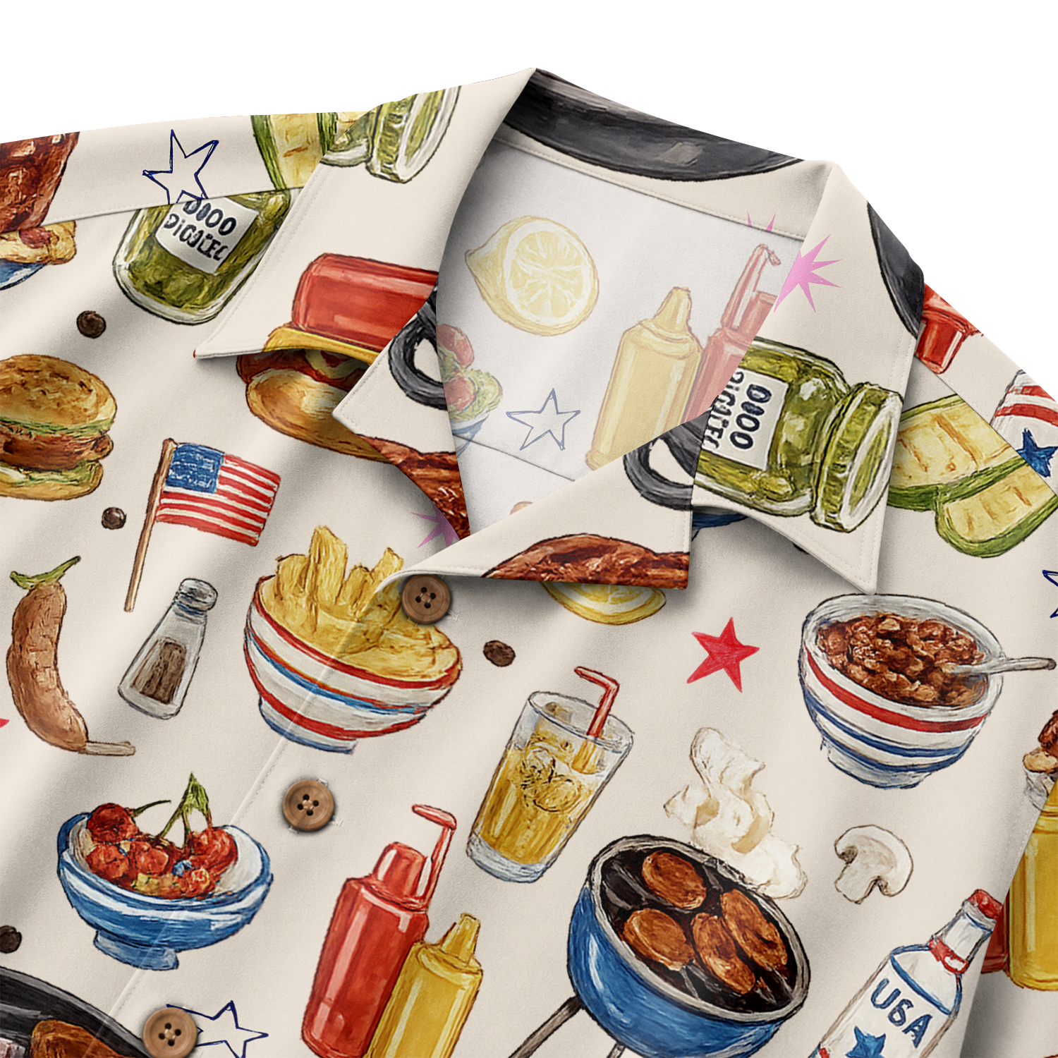 Men's BBQ Hawaiian Shirt - Grilling Print Button-Up