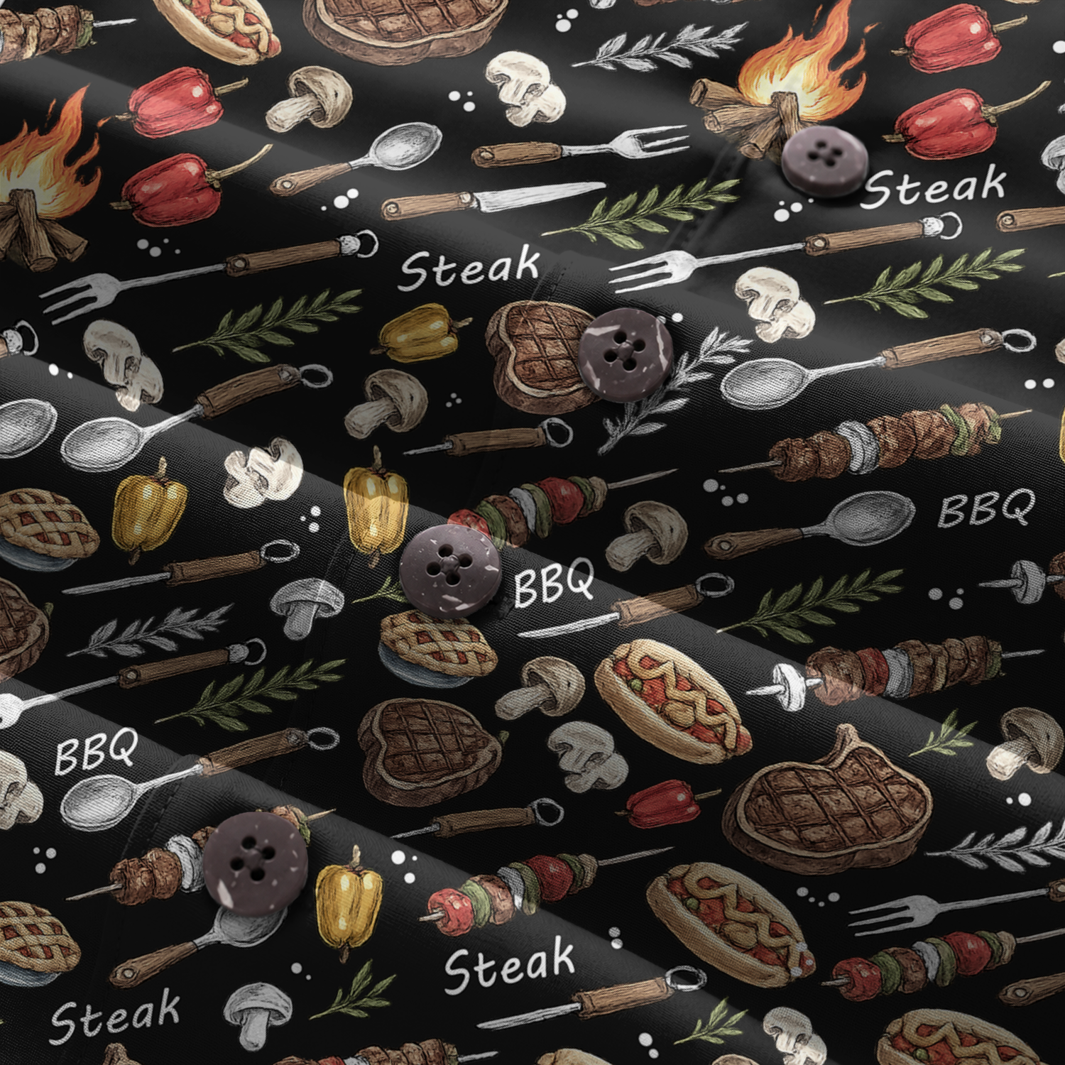Men's BBQ Hawaiian Shirt - Grilling Print Button-Up
